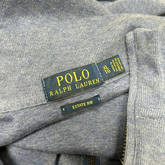 Polo Ralph Lauren Quarter Zip Sweater Pullover Long Sleeve Estate Rib Blue XL - Picture 10 of 12